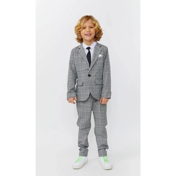 Lola & The Boys Grey Plaid Suit